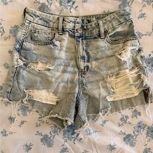 American Eagle Outfitters Light Blue Distressed Jean Shorts